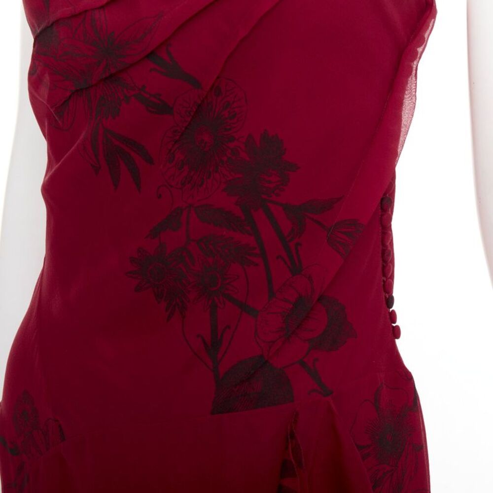 CHRISTIAN DIOR 2006 John Galliano Vintage Runway red silk floral dress FR40 M - Picture 2 of 8